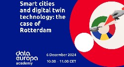 Cartel anunciador del Seminario web 'Tecnología de smart cities y gemelos digitales: El caso de Rotterdam'