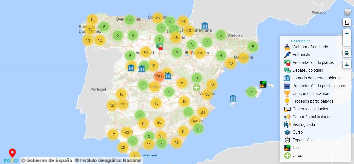 Mapa de España con todos los eventos previstos durante la SAA2024