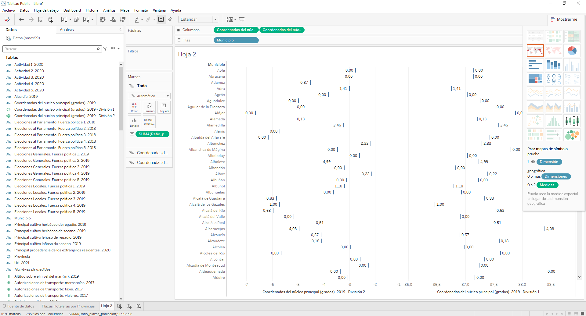 Crear vista mapa Tableau