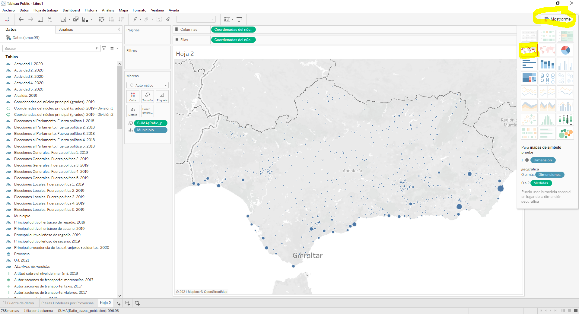 Agregar vista mapa en Tableau