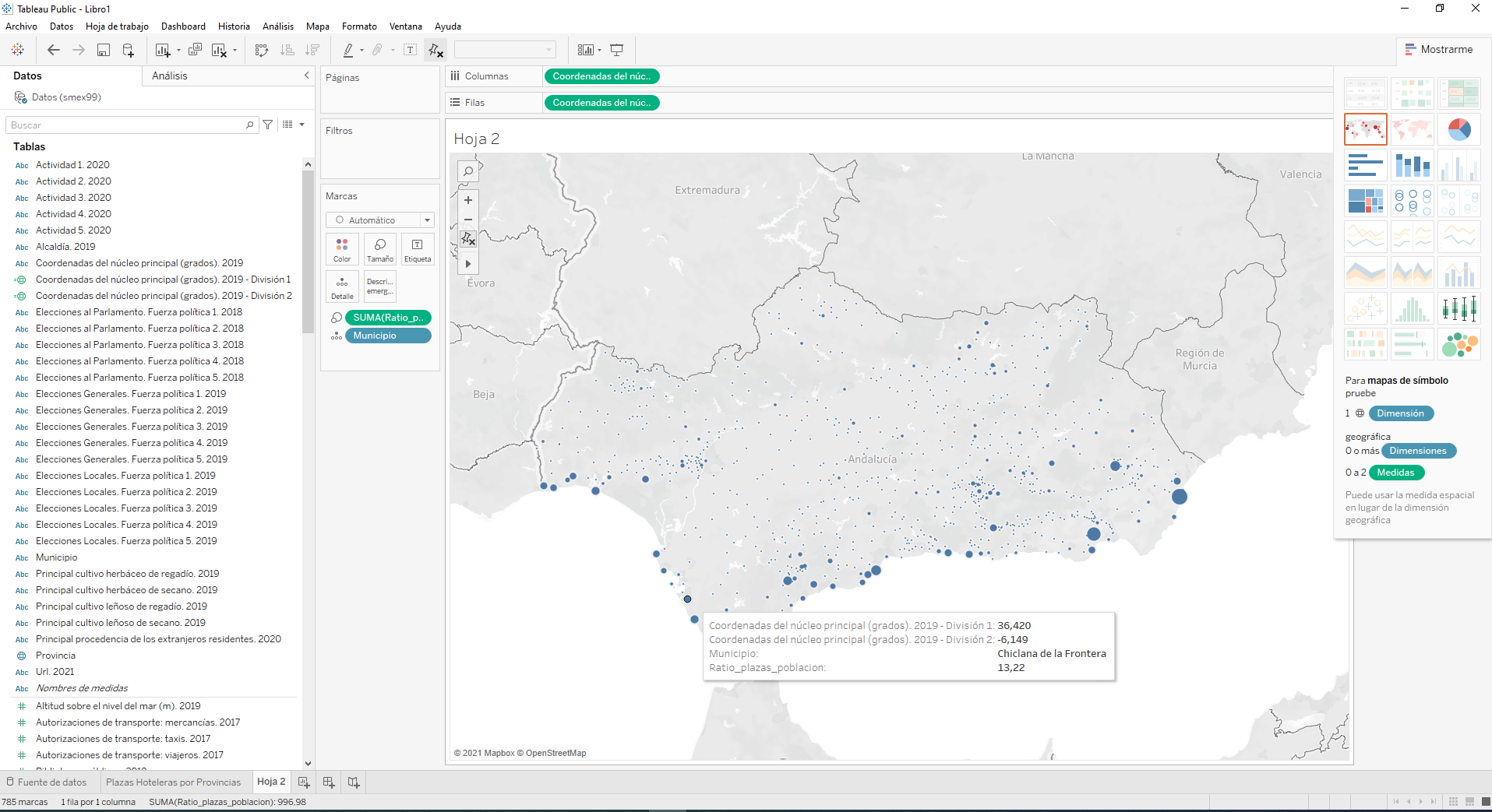 Editar etiquetas en un mapa con Tableau