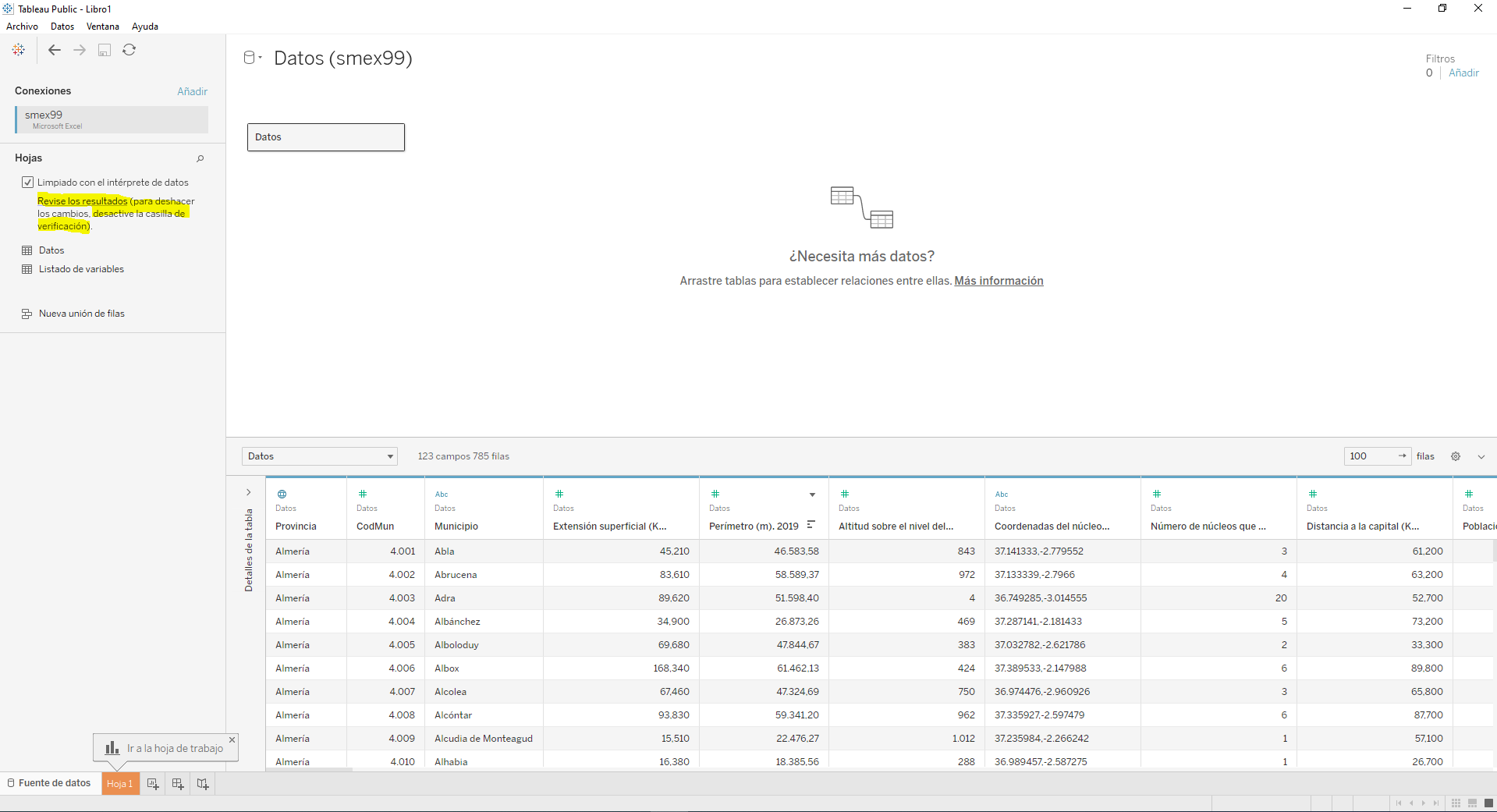 Verificación de intérprete Tableau