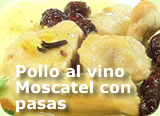 Pollo al vino moscatel con pasas