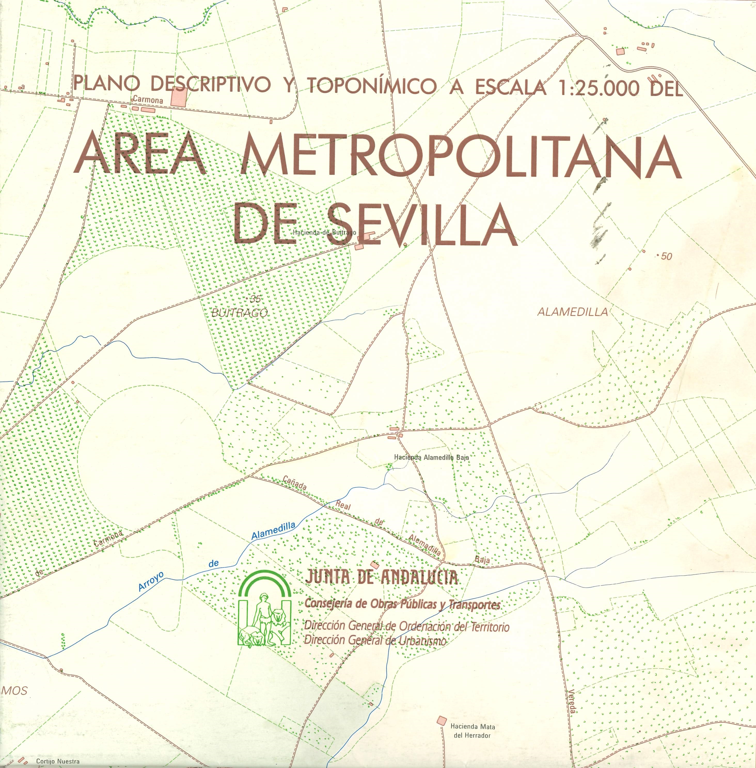 Imagen representativa del Plano descriptivo y toponímico a escala 1:25.000 del área metropolitana de Sevilla