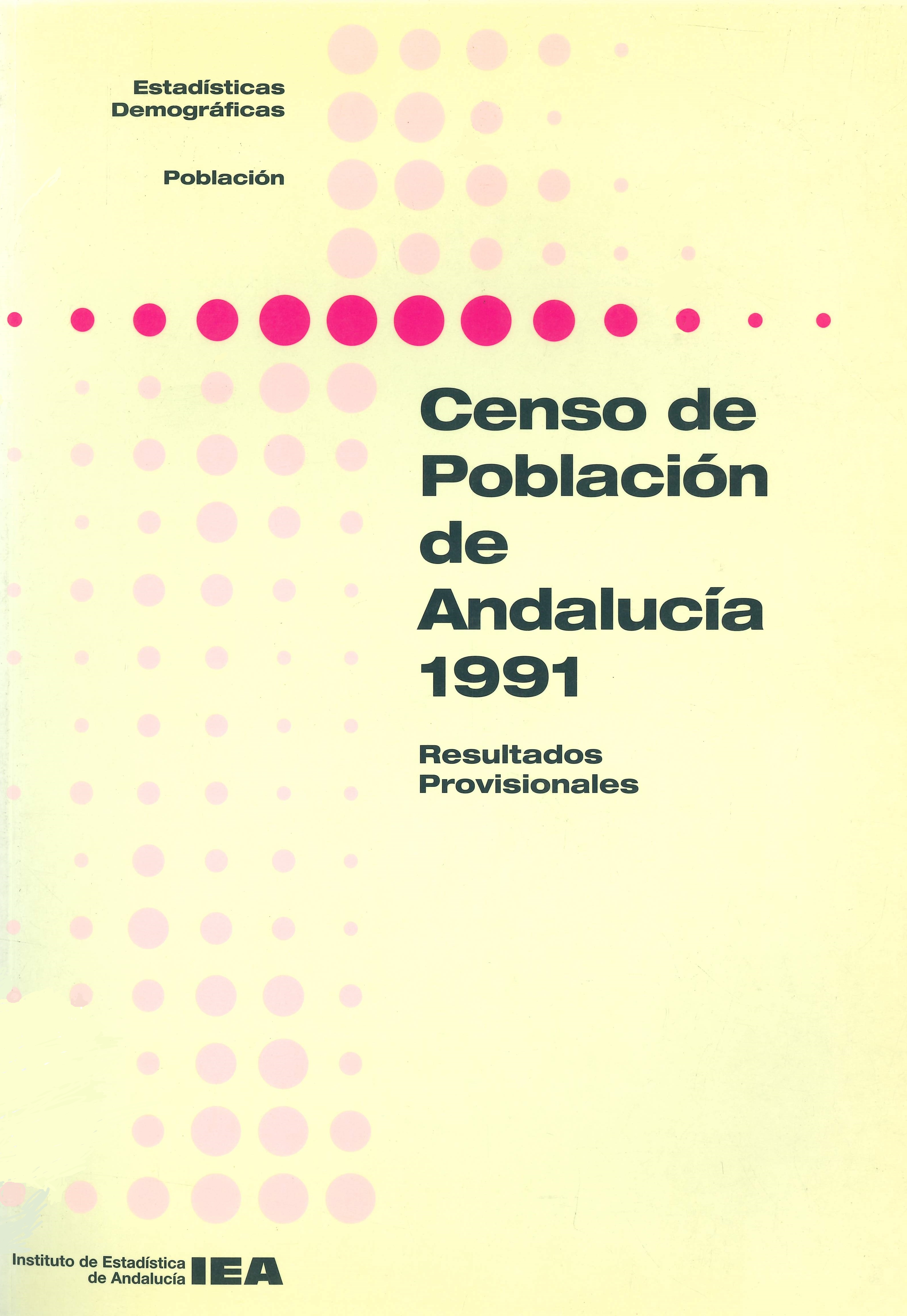 Imagen representativa de la publicación Censo de población de Andalucía 1991: resultados provisionales