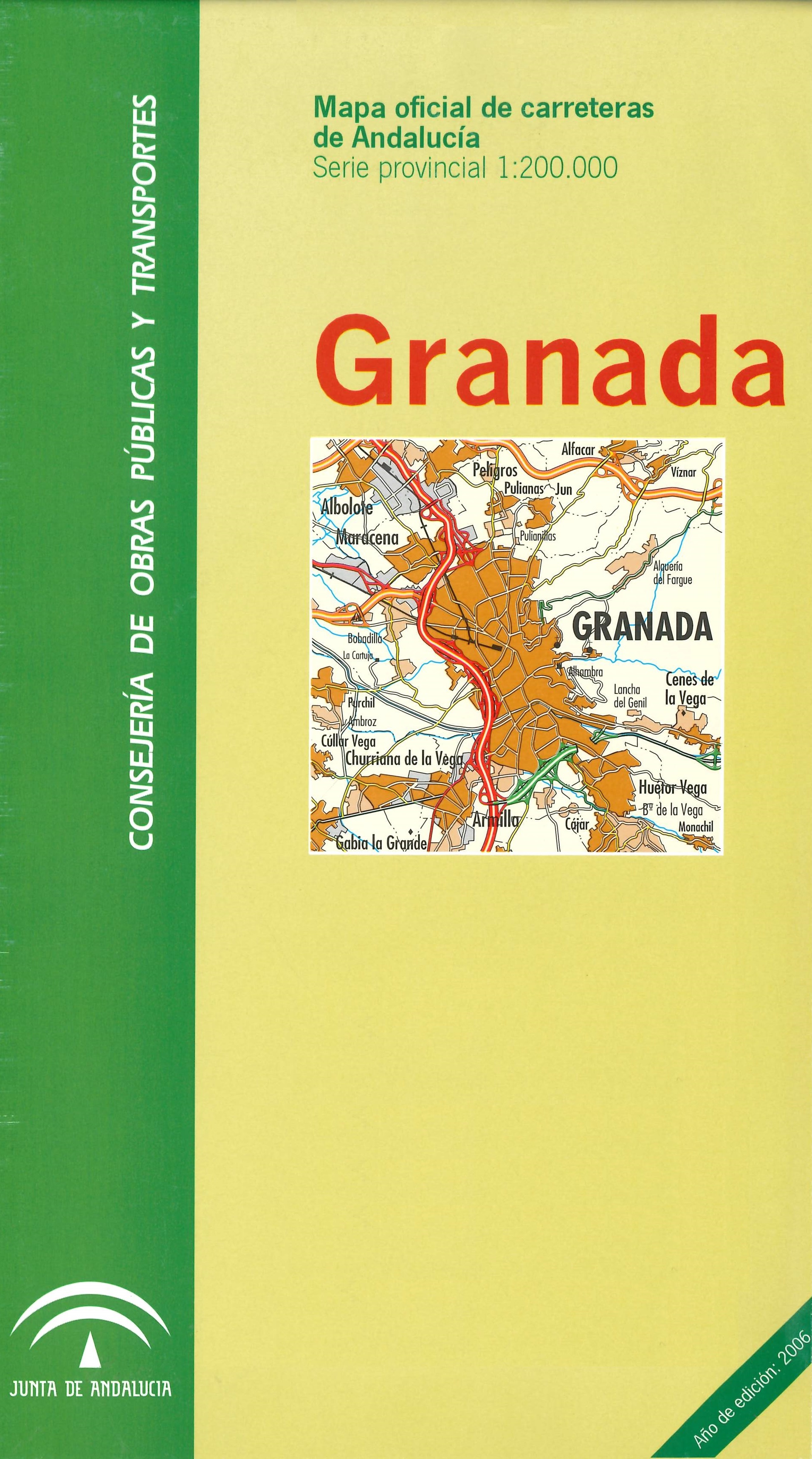 Imagen representativa del mapa Mapa oficial de carreteras de Andalucía: Granada serie provincial, escala 1:200.000