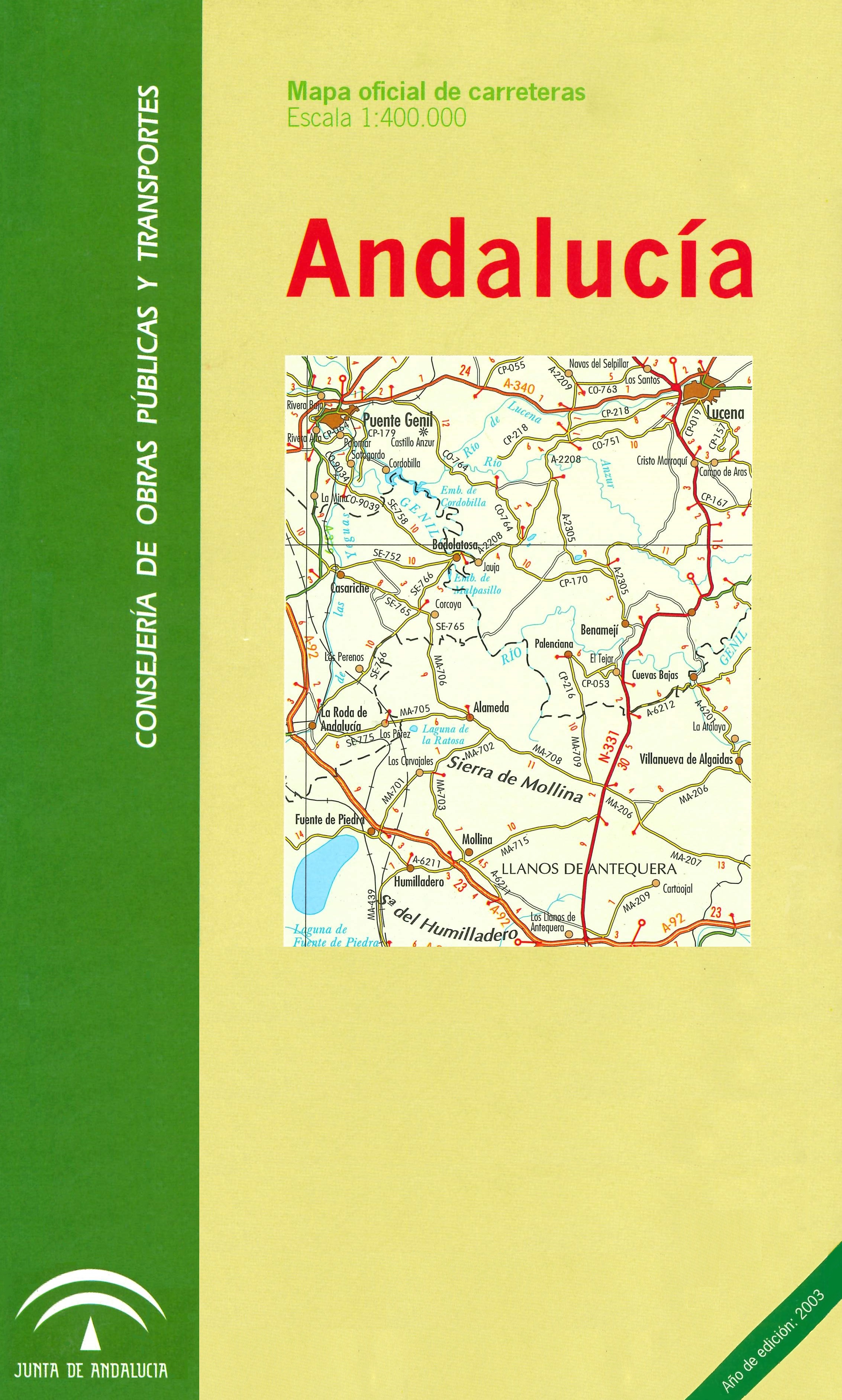 Imagen representativa de la publicación Mapa oficial de carreteras de Andalucía, escala 1:400.000