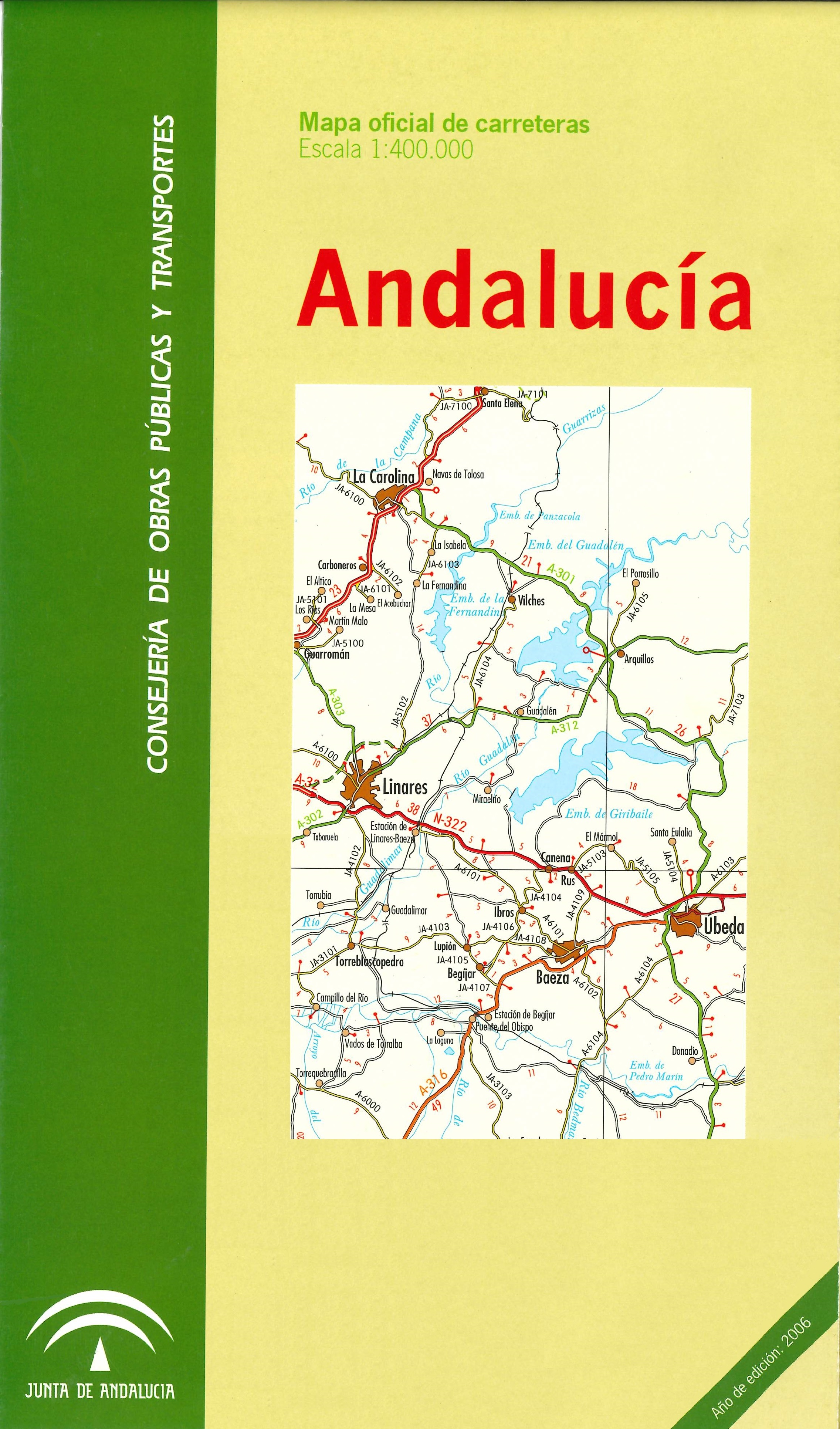 Imagen representativa de la publicación Mapa oficial de carreteras de Andalucía, escala 1:400.000