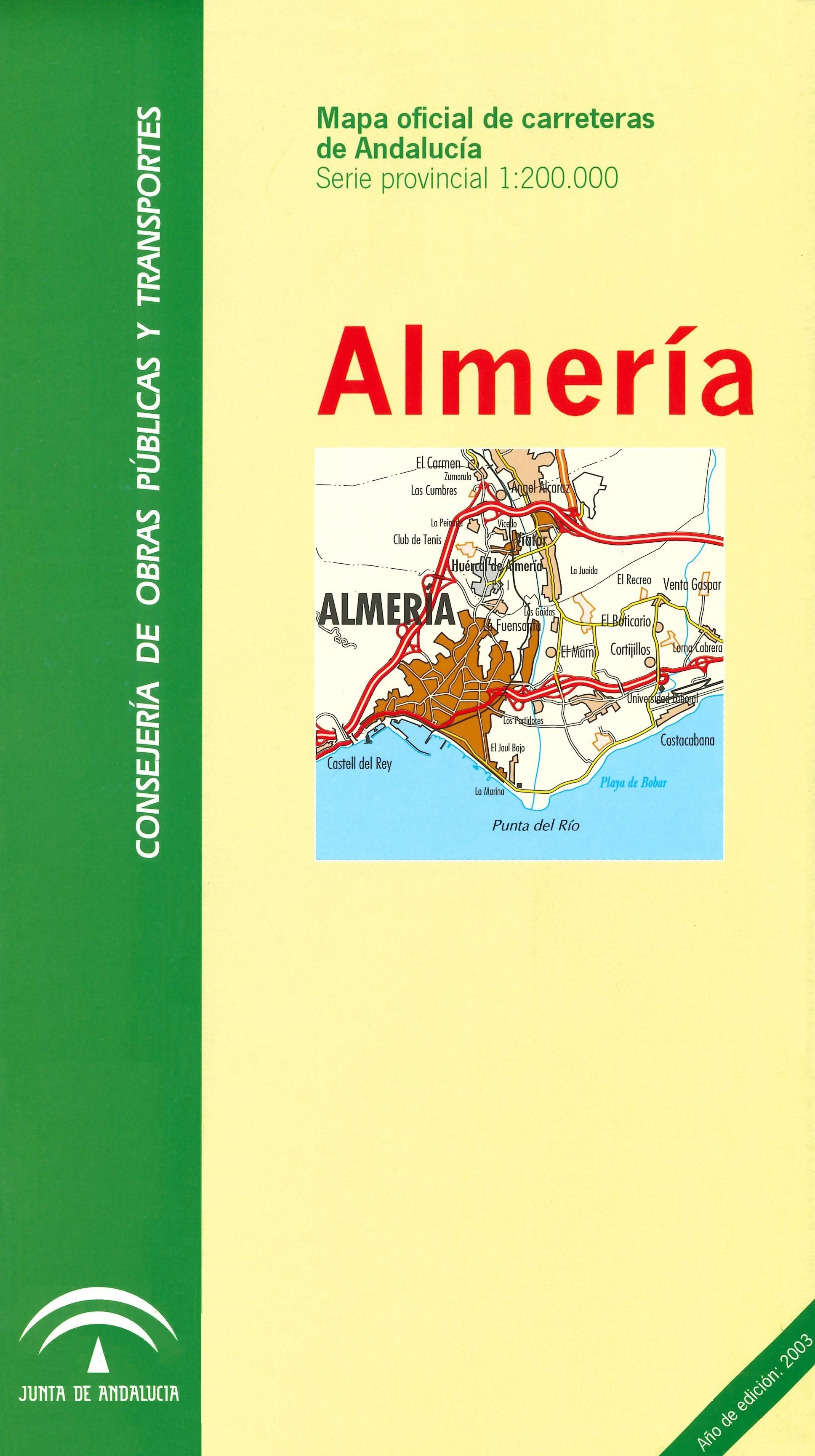 Imagen representativa del mapa Mapa oficial de carreteras de Andalucía: Almería serie provincial, escala 1:200.000