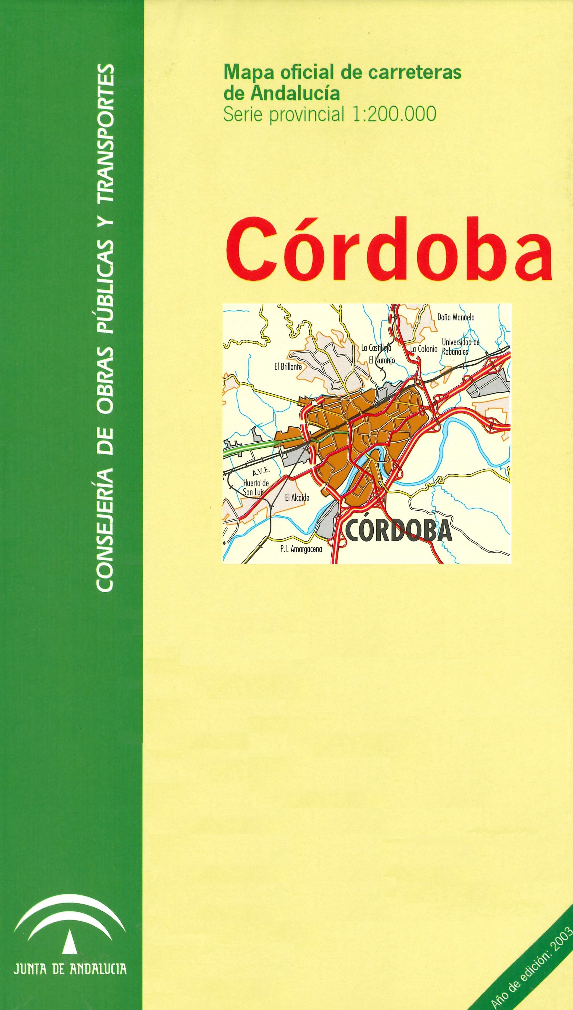 Imagen representativa de la publicación Mapa oficial de carreteras de Andalucía: Córdoba serie provincial, escala 1:200.0000