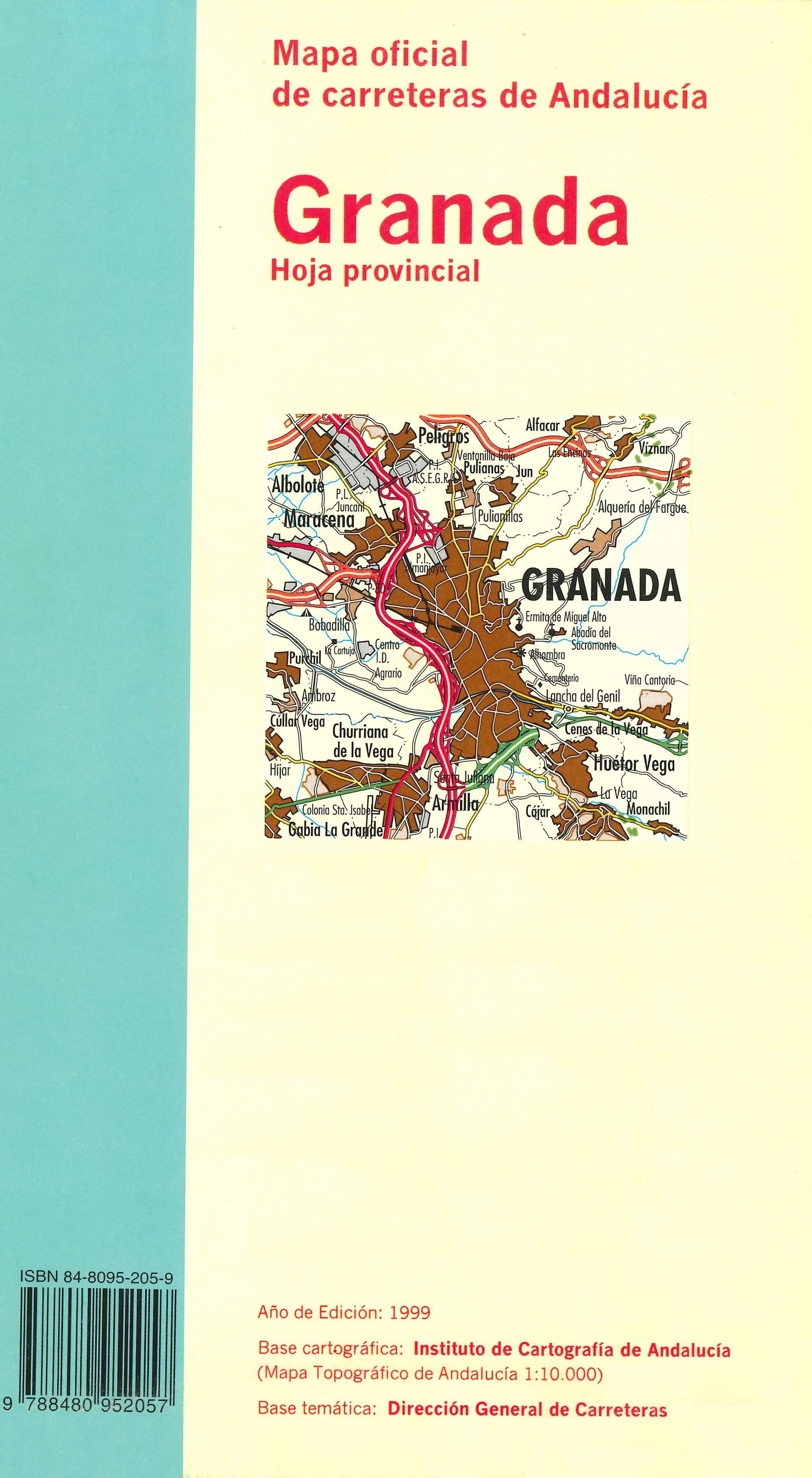 Imagen representativa del mapa Mapa oficial de carreteras de Andalucía: Granada hoja provincial, escala 1:200.000