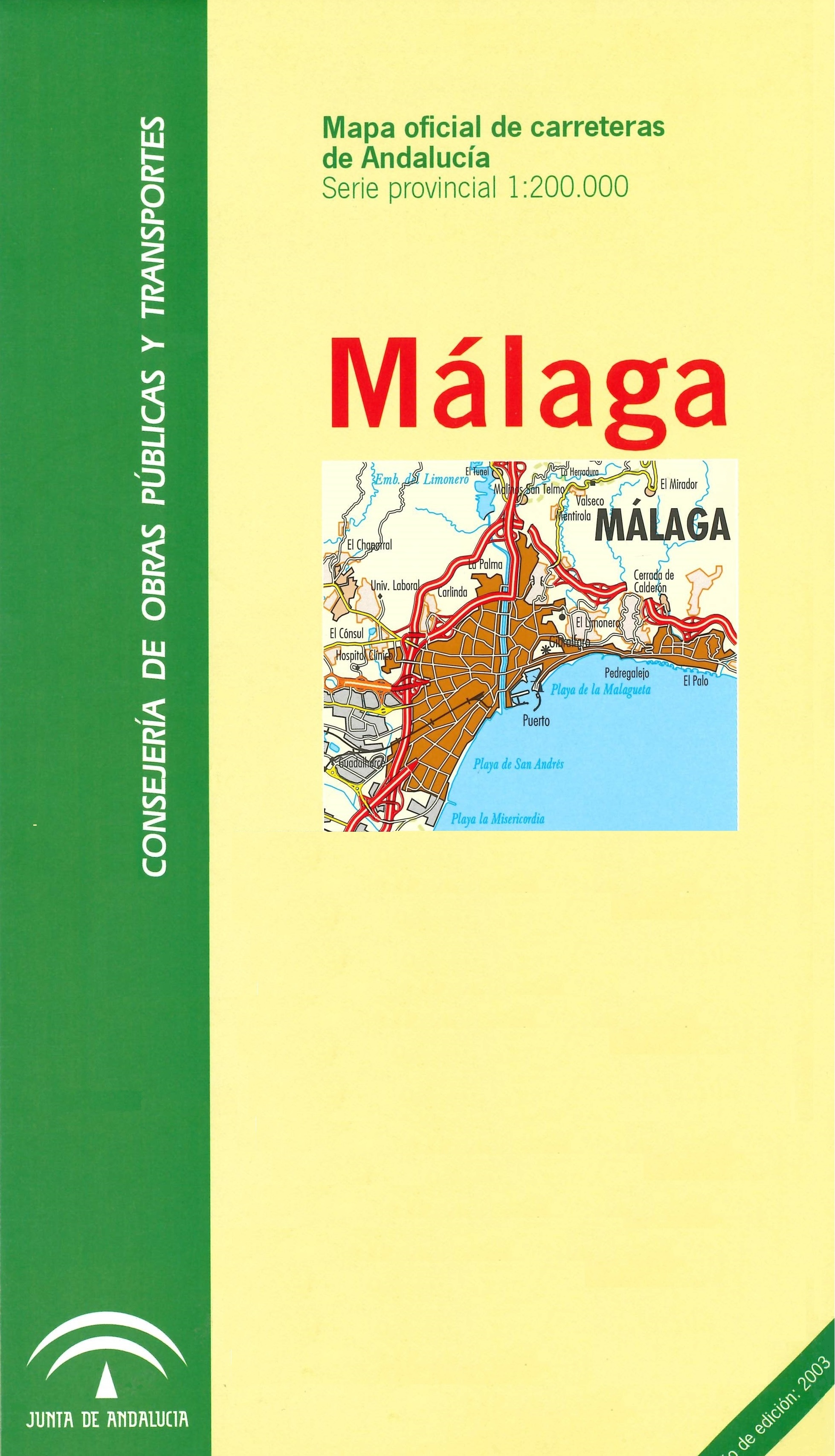 Imagen representativa del Mapa oficial de carreteras de Andalucía: Málaga serie provincial, escala 1:200.000_2003