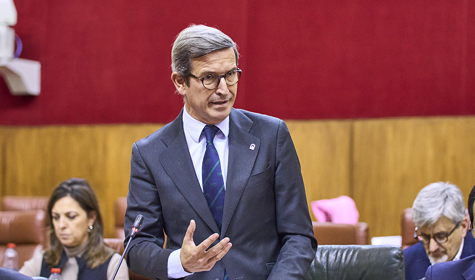 El consejero de Industria, Energía y Minas, Jorge Paradela, en una intervención en el Pleno el Parlamento andaluz.