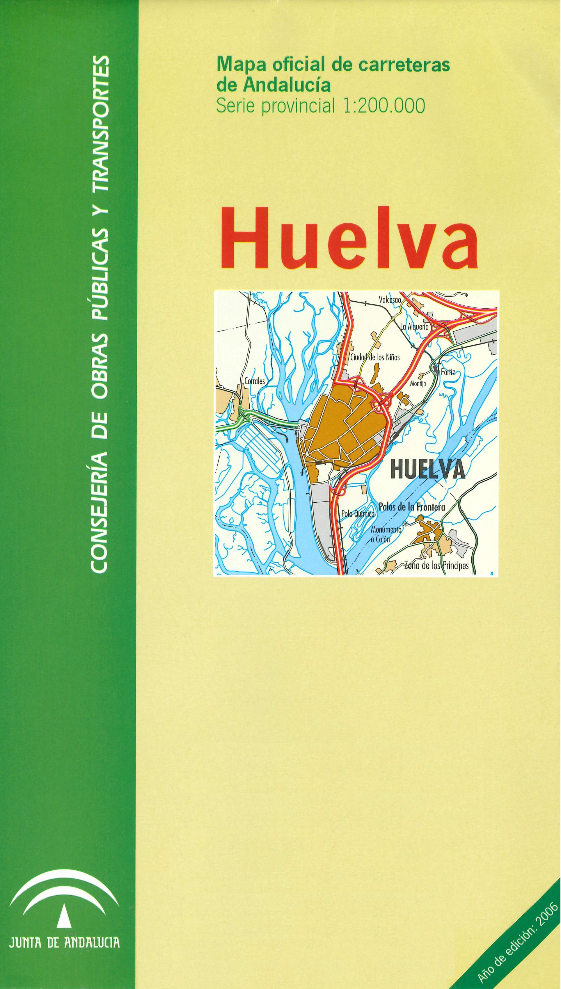 Imagen representativa del mapa Mapa oficial de carreteras de Andalucía: Huelva serie provincial, escala 1:200.000_2006