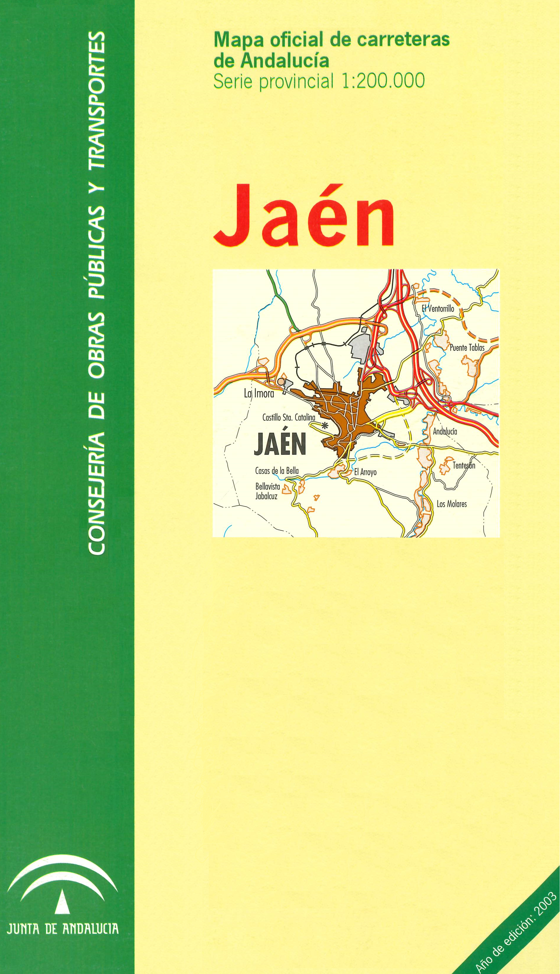 Imagen representativa del Mapa oficial de carreteras de Andalucía: Jaén serie provincial, escala 1:200.000_2003