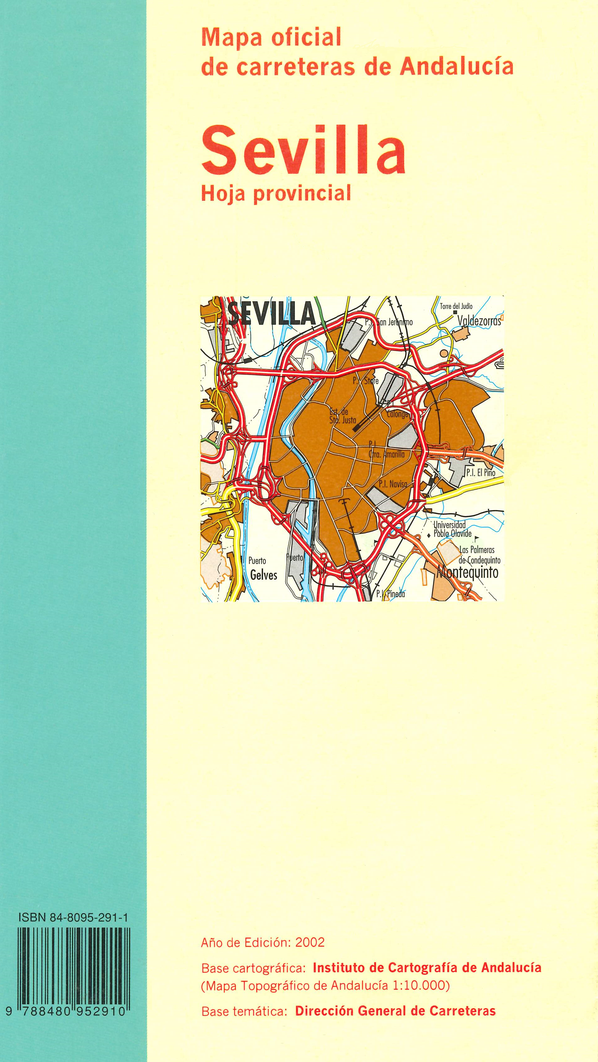 Imagen representativa del Mapa oficial de carreteras de Andalucía: Sevilla hoja provincial, escala 1:200.000_2002