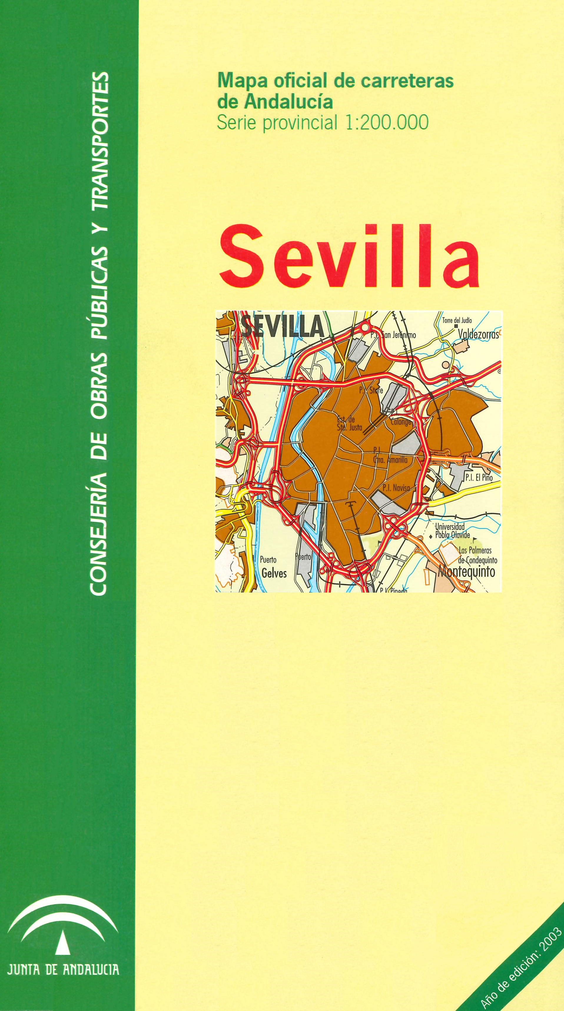 Imagen representativa del Mapa oficial de carreteras de Andalucía: Sevilla serie provincial, escala 1:200.000_2003