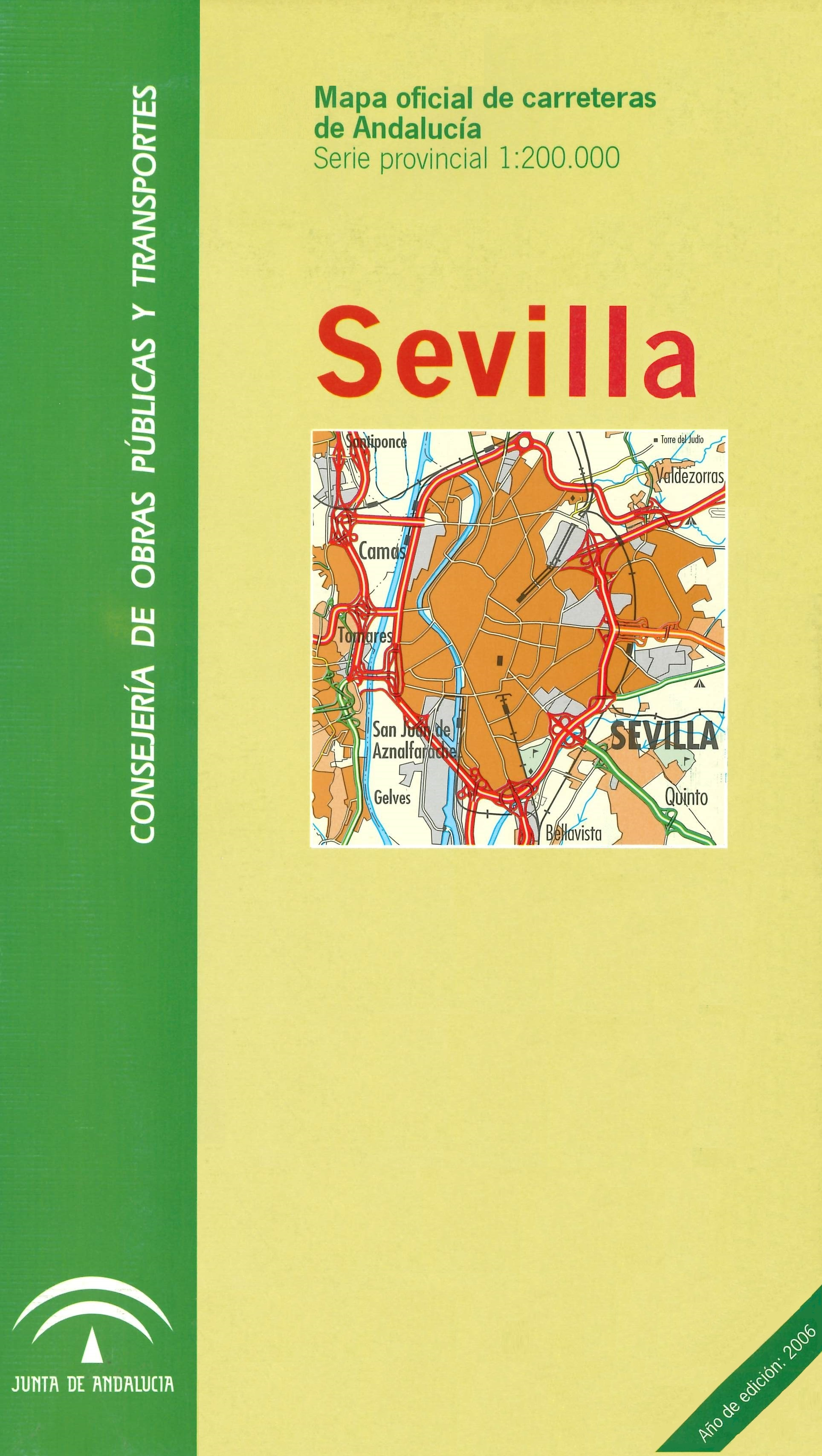 Imagen representativa del Mapa oficial de carreteras de Andalucía: Sevilla serie provincial, escala 1:200.000_2006