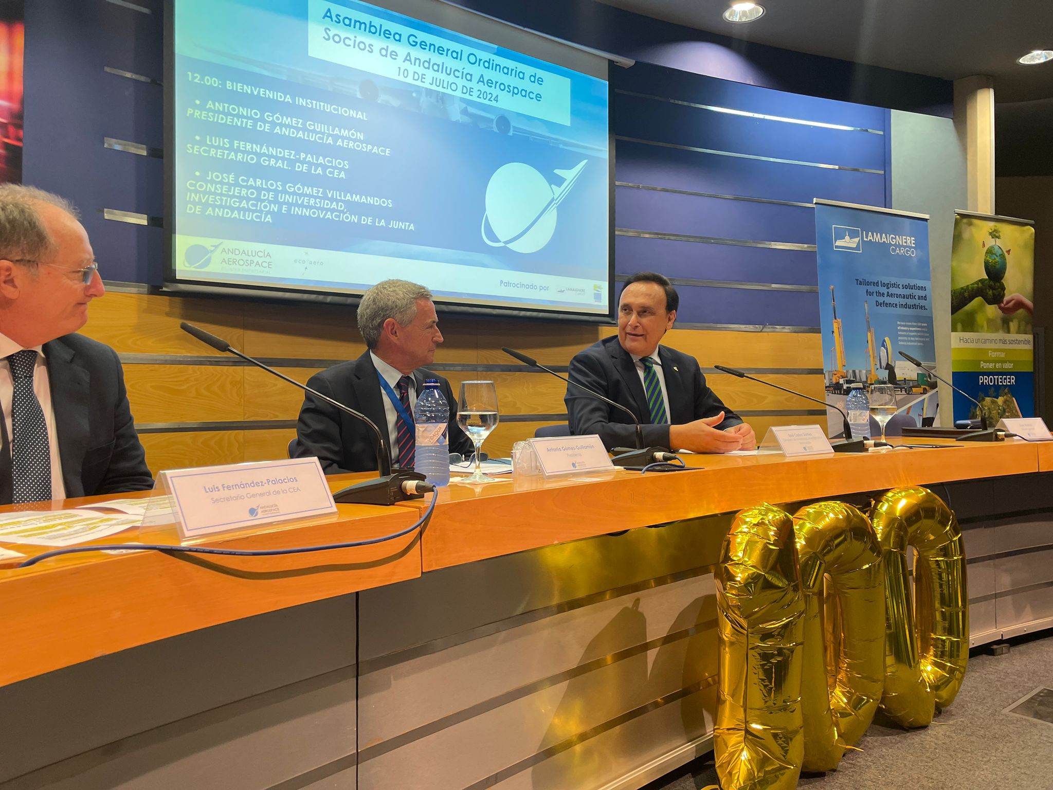 Villamandos durante la inauguración de la Asamblea General Andalucía Aerospace