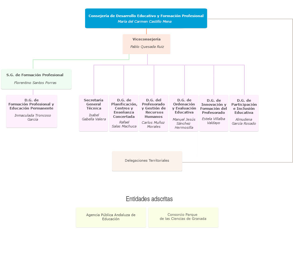 Organigrama de la Consejería de Desarrollo Educativo y Formación Profesional