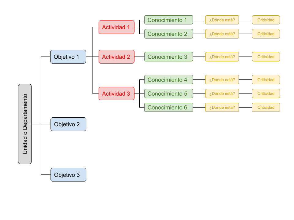 Esquema de los objetivos del proyecto de Identificación de conocimiento crítico