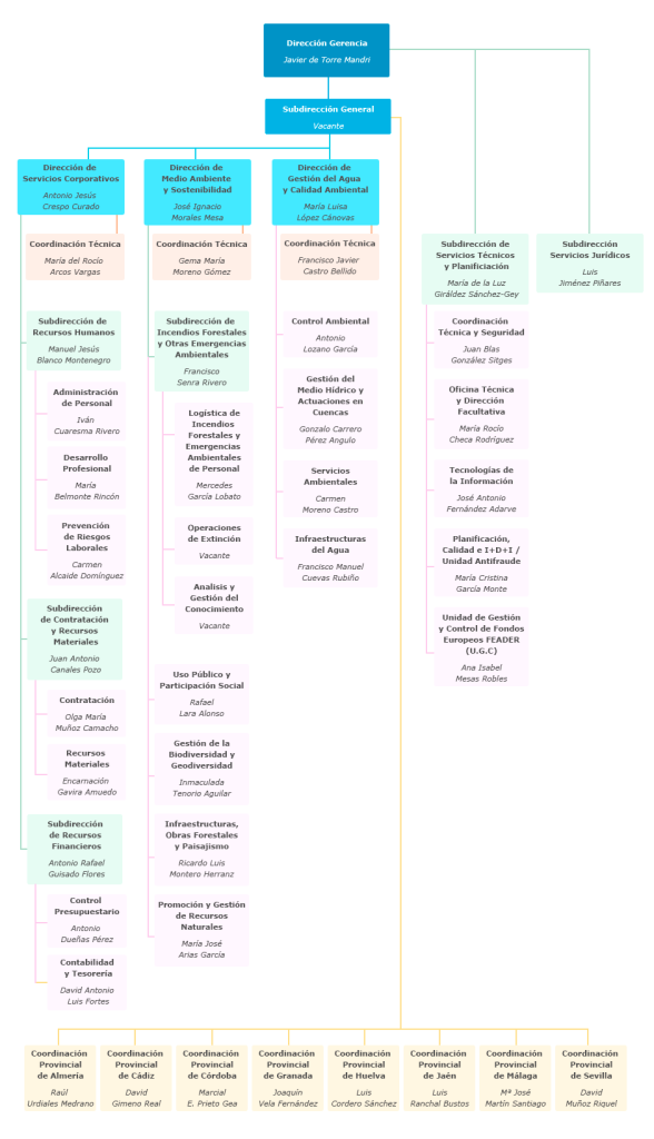 Organigrama de la Agencia de Medio Ambiente y Agua de Andalucía, M. P. 