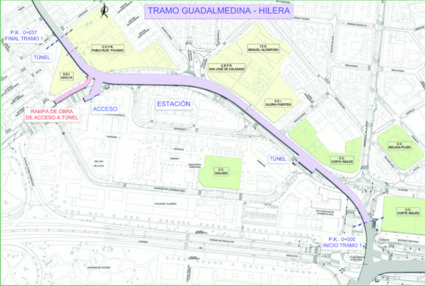 Trazado del tramo 1 Guadalmedina - Hilera.